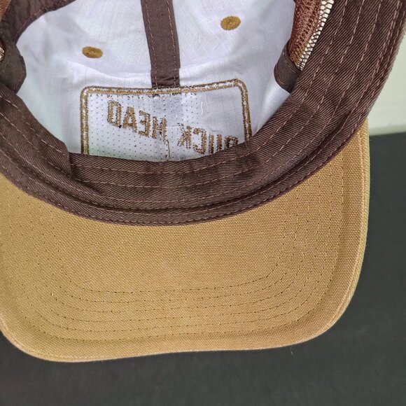 Duck Head Mesh Hat Cap Strap Back Brown Sanforized Patch Logo Trucker Mens - Picture 11 of 12